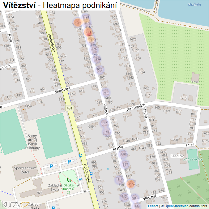 Mapa Vítězství - Firmy v ulici.