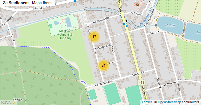Za Stadionem - mapa firem
