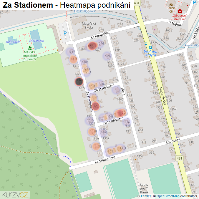 Mapa Za Stadionem - Firmy v ulici.
