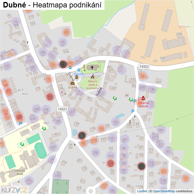 Mapa Dubné - Firmy v části obce.