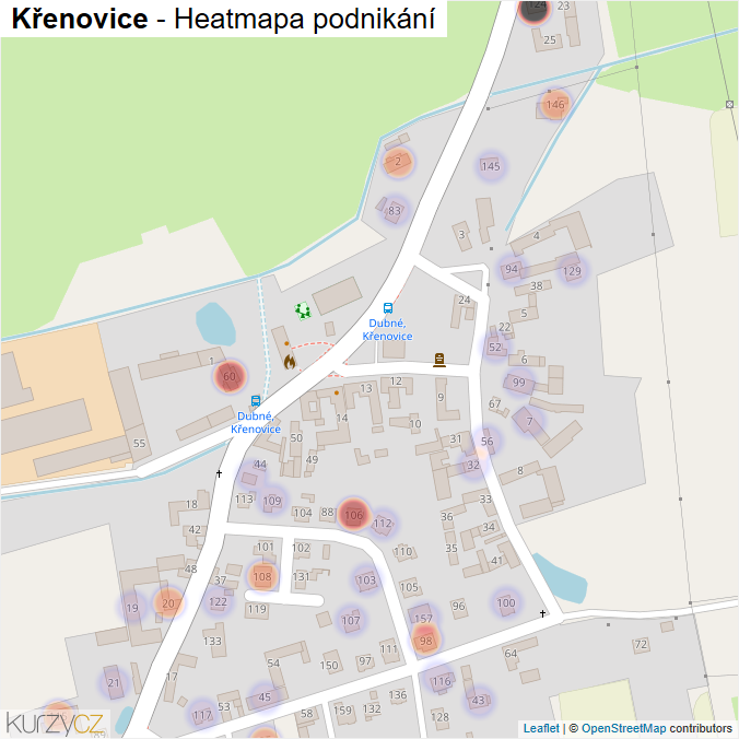 Mapa Křenovice - Firmy v části obce.