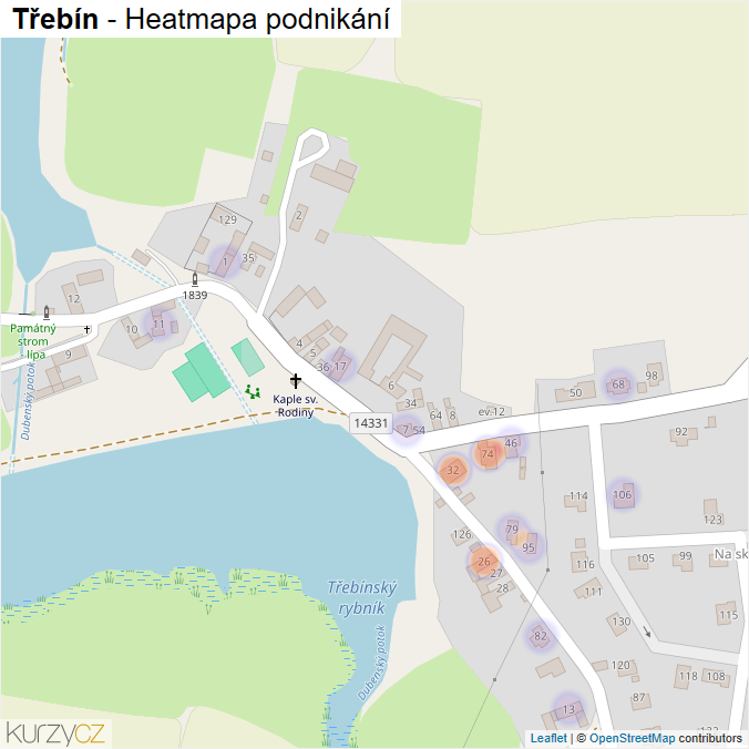 Mapa Třebín - Firmy v části obce.
