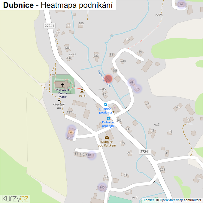 Mapa Dubnice - Firmy v části obce.