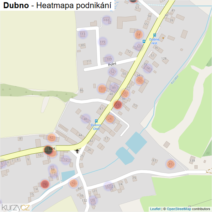 Mapa Dubno - Firmy v části obce.