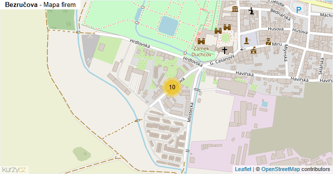 Bezručova - mapa firem
