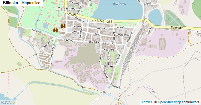 Bílinská - mapa ulice