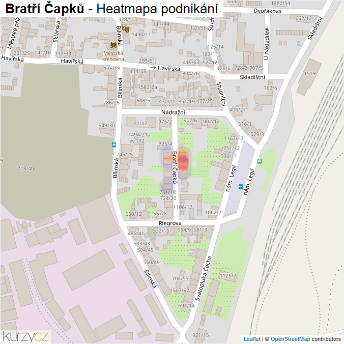 Mapa Bratří Čapků - Firmy v ulici.