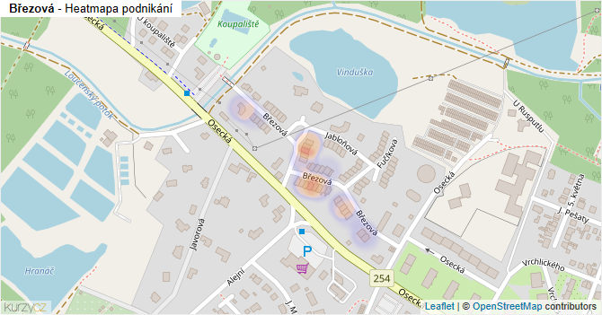 Březová - mapa podnikání