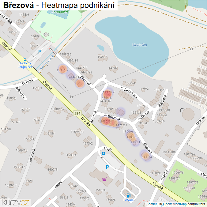 Mapa Březová - Firmy v ulici.