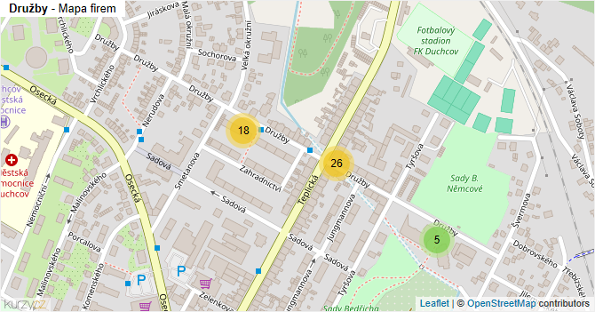 Družby - mapa firem