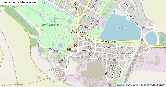 Ferrerova - mapa ulice