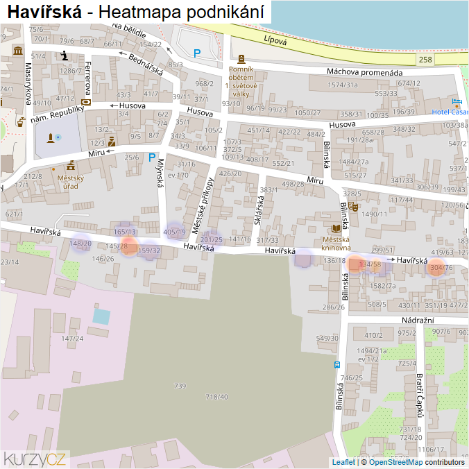 Mapa Havířská - Firmy v ulici.