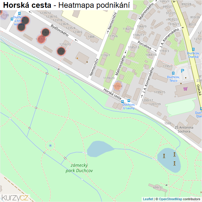 Mapa Horská cesta - Firmy v ulici.