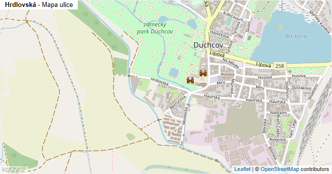 Hrdlovská - mapa ulice