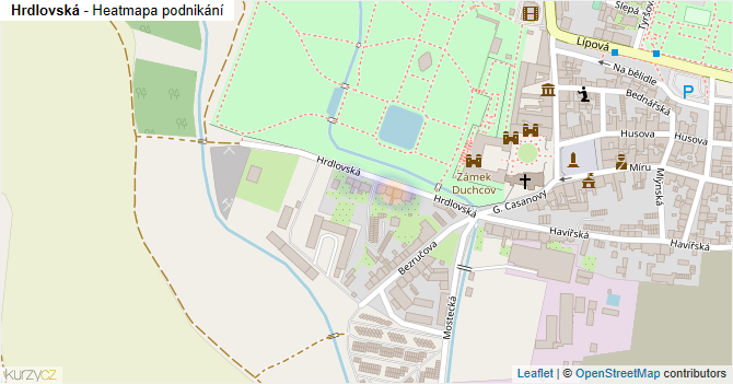 Hrdlovská - mapa podnikání