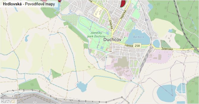 Hrdlovská - záplavové mapy stoleté vody