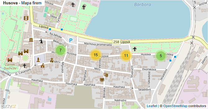 Husova - mapa firem