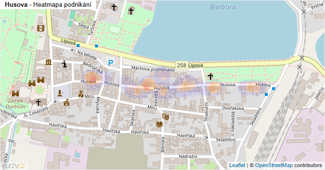 Husova - mapa podnikání