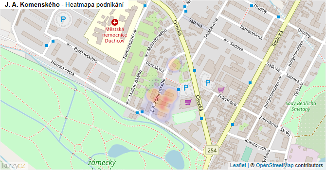 J. A. Komenského - mapa podnikání