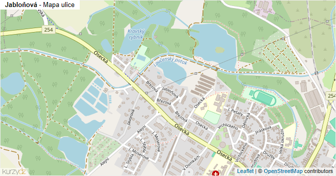 Jabloňová - mapa ulice
