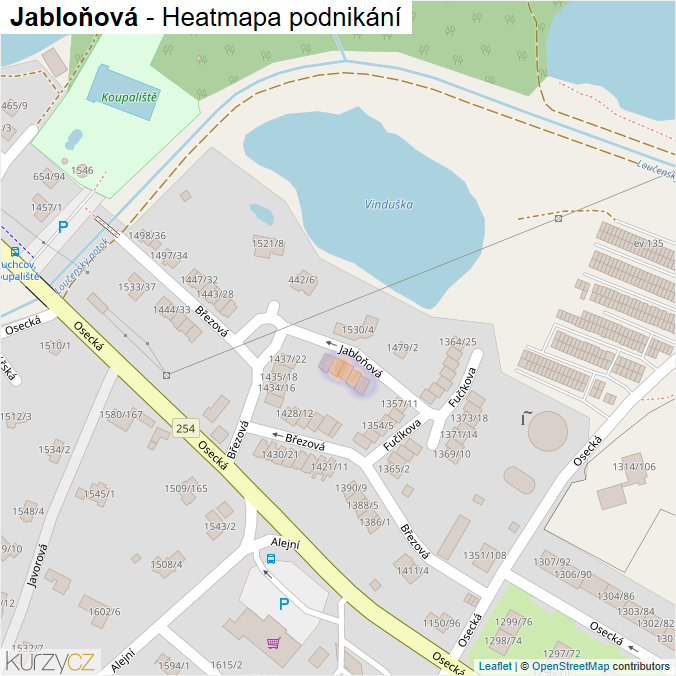 Mapa Jabloňová - Firmy v ulici.