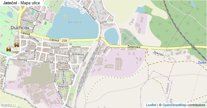 Jateční - mapa ulice