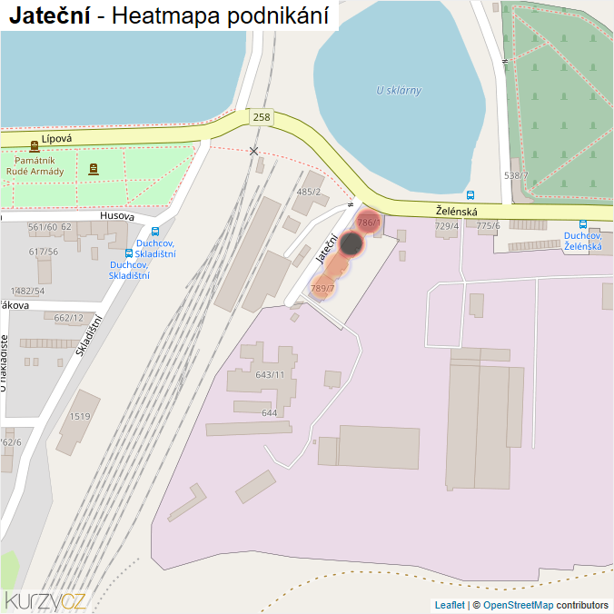 Mapa Jateční - Firmy v ulici.