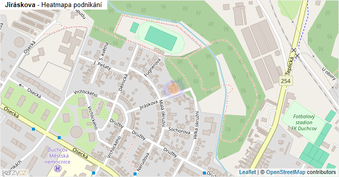 Jiráskova - mapa podnikání