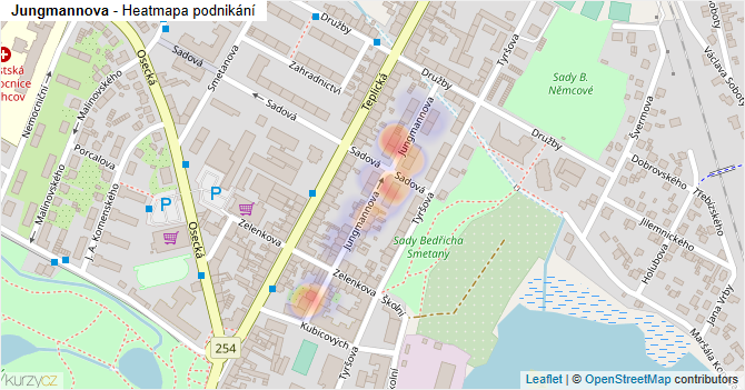 Jungmannova - mapa podnikání
