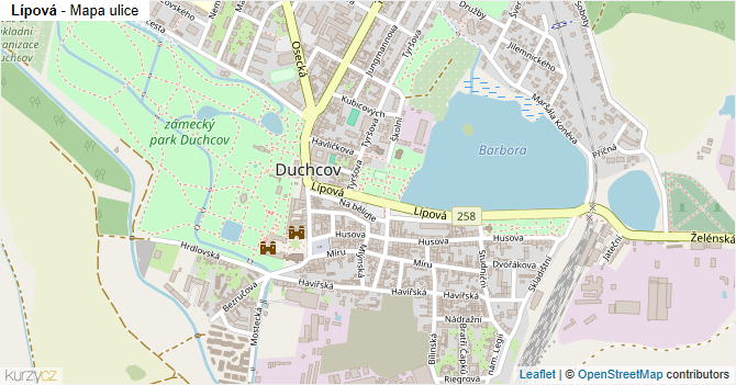 Lípová - mapa ulice