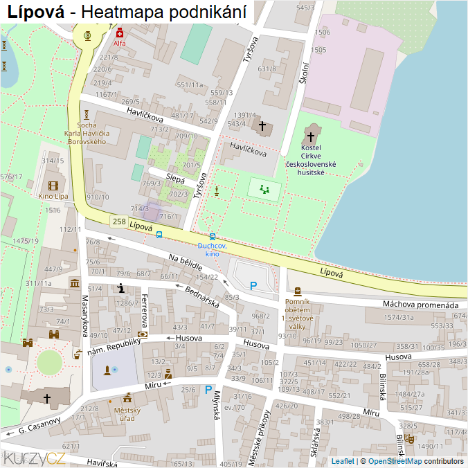 Mapa Lípová - Firmy v ulici.