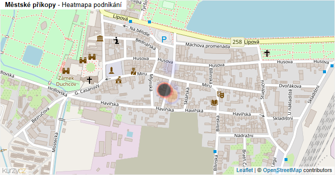 Městské příkopy - mapa podnikání