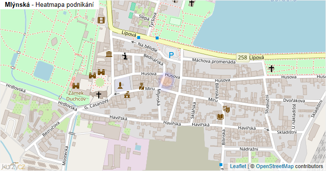 Mlýnská - mapa podnikání