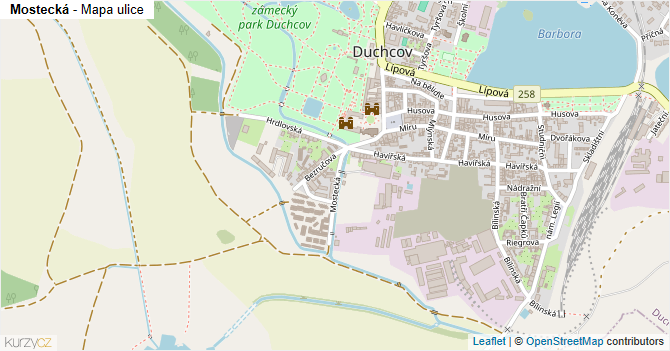 Mostecká - mapa ulice