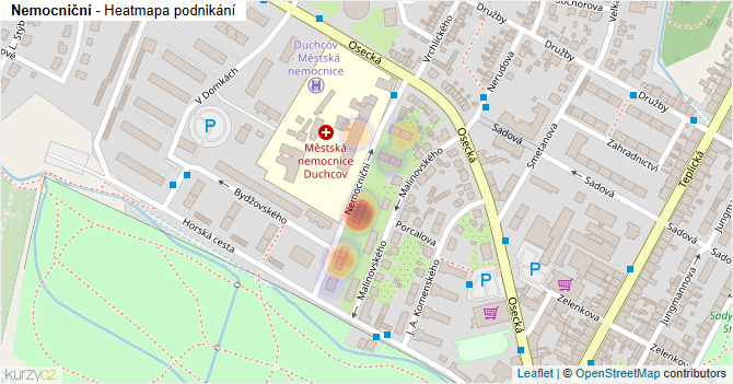Nemocniční - mapa podnikání