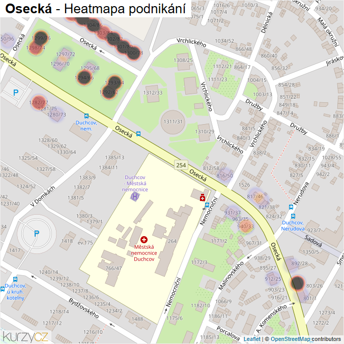 Mapa Osecká - Firmy v ulici.