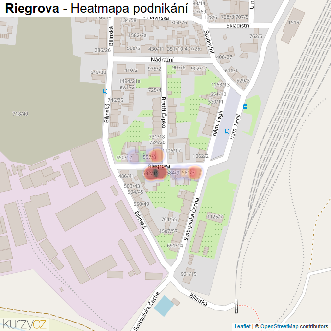 Mapa Riegrova - Firmy v ulici.