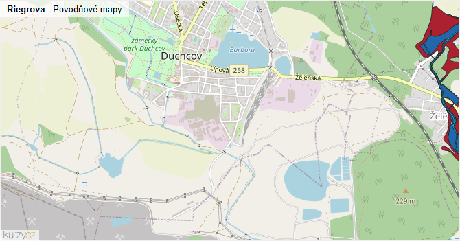 Riegrova - záplavové mapy stoleté vody