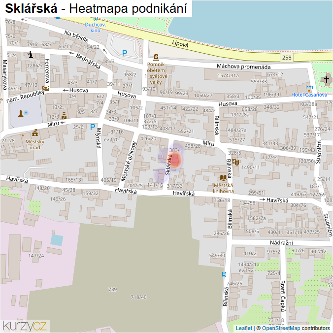 Mapa Sklářská - Firmy v ulici.