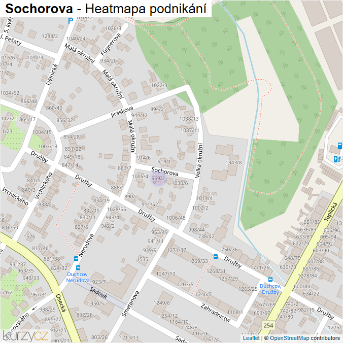 Mapa Sochorova - Firmy v ulici.