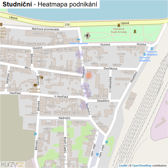 Mapa Studniční - Firmy v ulici.