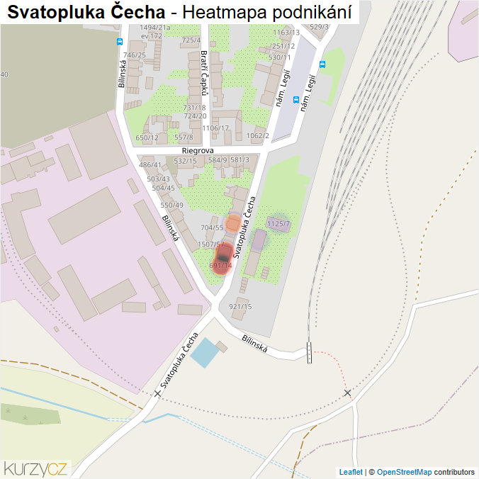 Mapa Svatopluka Čecha - Firmy v ulici.