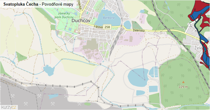 Svatopluka Čecha - záplavové mapy stoleté vody
