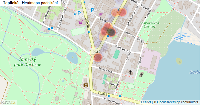 Teplická - mapa podnikání