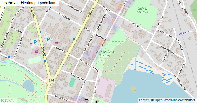 Tyršova - mapa podnikání