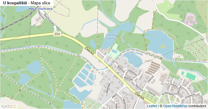 U koupaliště - mapa ulice