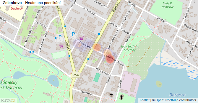 Zelenkova - mapa podnikání