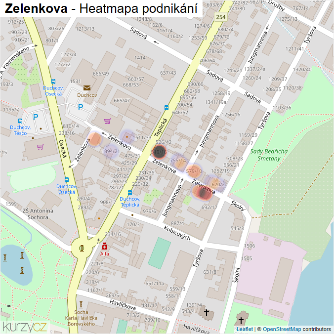 Mapa Zelenkova - Firmy v ulici.