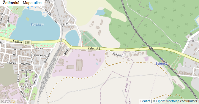 Želénská - mapa ulice