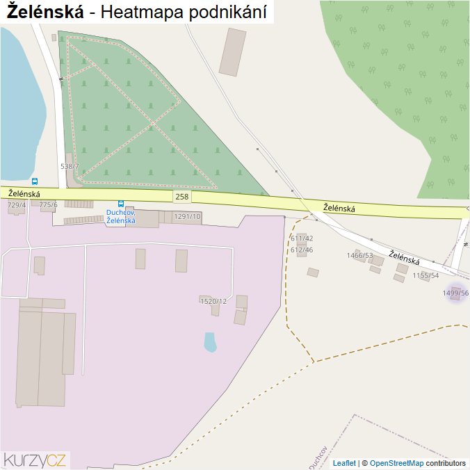 Mapa Želénská - Firmy v ulici.